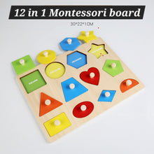 Load image into Gallery viewer, Montessori Wooden Shape Puzzle Board (Available in 5 different sizes)
