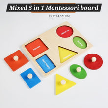 Load image into Gallery viewer, Montessori Wooden Shape Puzzle Board (Available in 5 different sizes)
